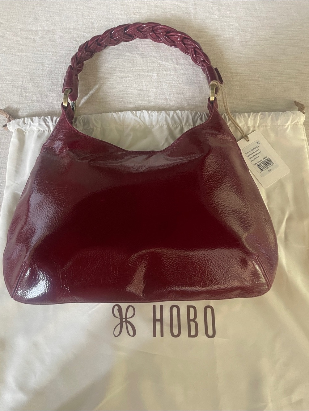HOBO Madison Garnet Braided-Handle Leather Shoulder Bag